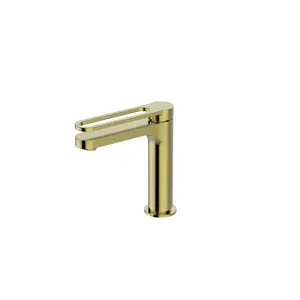 Aquamoon Helios Collection Single Lever Bathroom Vanity Faucet Brush Gold Finish
