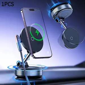 Magnetic Car Phone Holder Charger, 15w Fast Wireless Charging, 360° Adjustable, Compatible with iPhone 12-17, Universal compatibility, high efficiency, suitable for car navigation and mobile phone fixing