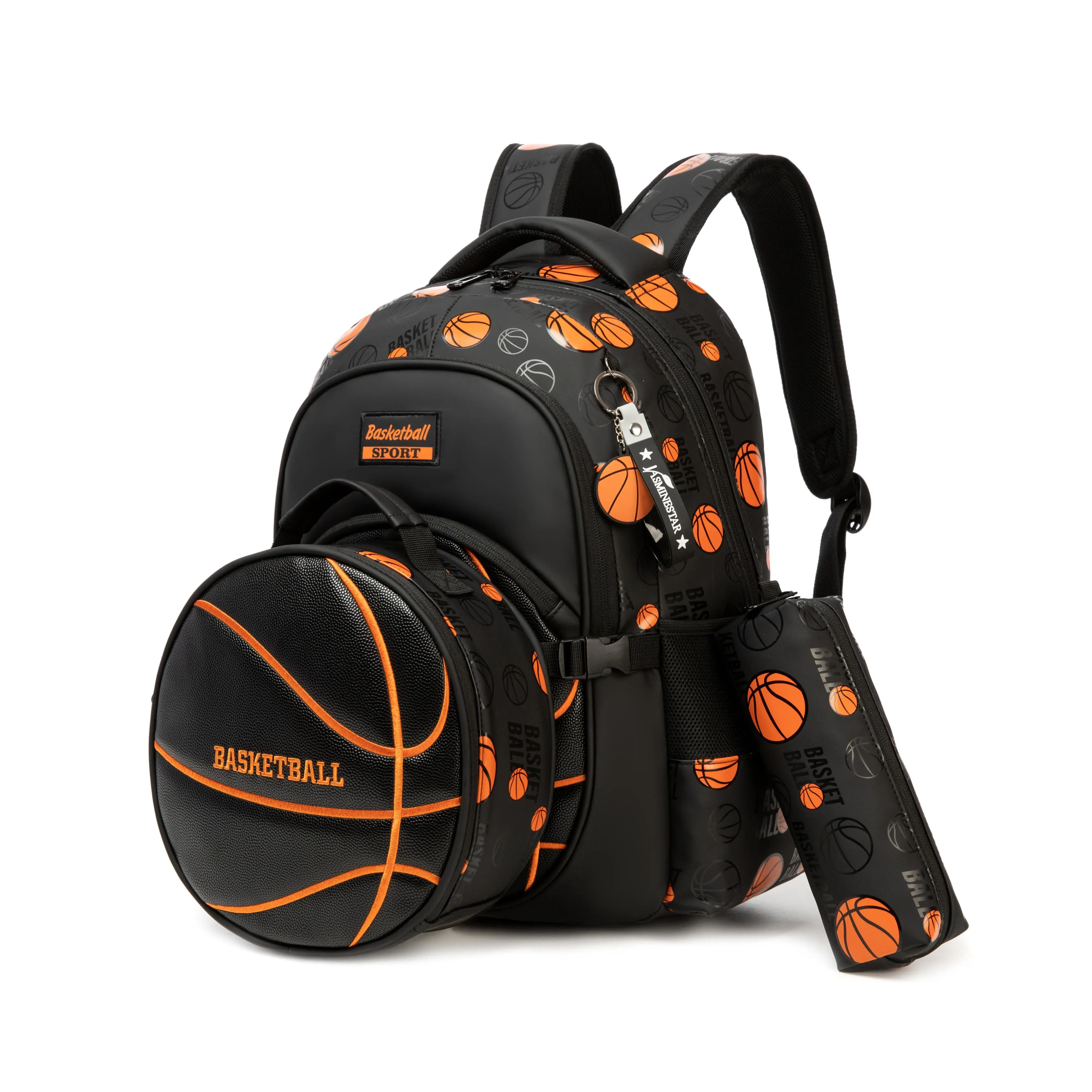 Basketball Themed Backpack Set for Boys | 3-in-1 Backpack + Lunch Bag + Pencil Pouch | Sports Design | Back to School Essentials aesthetic bookbag unisex k-pop fan kid