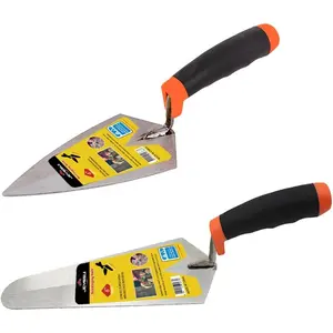 Concrete Trowel 2 Pcs, 6" Cement tools Carbon Steel Pointing & Gauging Masonry Hand Tool Set with Soft Grip Handle