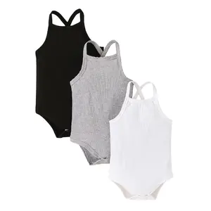Sleeveless Onsies for Baby Girl Bodysuits 3 Pack Neutral Baby Clothes Summer Spaghetti Strap Tank Top Onsies Undershirt