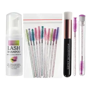 Eyelash Extension Shampoo + Brushes | 1.7 fl.oz | 50ml Lash Shampoo Lash Cleaning Kit | Eyelash Extension Cleanser | Safe and Gentle Make up Remover | Salon Use and Home Care
