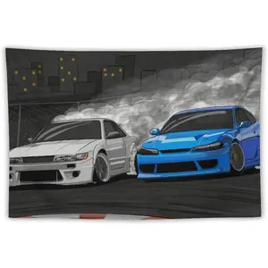 Drifting Silvia S13 and S15 JDM Car Tapestry Wall Hanging Funny Wall Tapestry for Bedroom Living Room Office Classroom Dorm Ceiling Home Wall Decor Art Tapestries 40"x60"