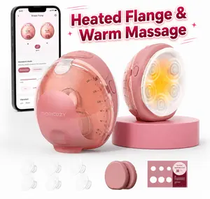 Momcozy Wellness 1 Wearable Breast Pump, Warm-Massage Hands-Free Pump with Heated Flange&Simulated Massage for Comfortable Breastfeeding&Let-Down, App-Controlled, 4 Modes 12 Levels, 180ml/6oz