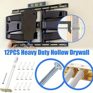 12 Pcs Drywall Anchor with Included Bolts for 1/4''-20,Heavy Duty Hollow Drywall Anchors for TV Mounting Kit,Hollow Wall Anchors Holds up to 270lbs Each in 1/2'' Drywall