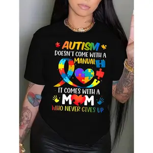 Autism Awareness Graphic Tee for Women - Casual Cr