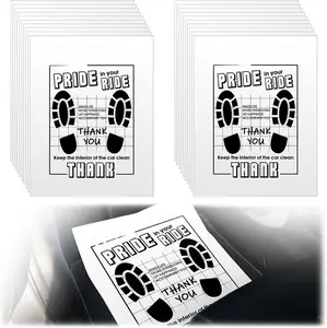 100 count Paper Floor Mats for , Disposable White Automotive Floor Mats  Paper,   Foot Pads Protective Papers, Thank You Mats for  Detailing, Auto Dealership (16x20inch)