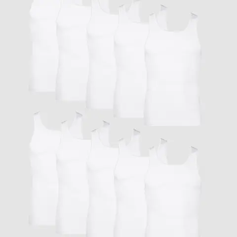Hanes Men's Cotton Tank Undershirt Moisture-wicking White 10-pack Underwear Multi Pack Comfortable Fit Soft Stretch Fabric Breathable 372z10