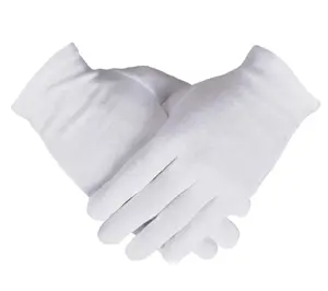 White Cotton Gloves For Jewelry Inspection Manicure Work Medium Size M
