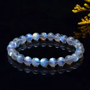 Natural Labradorite Gray Moonlight Stone Beaded Handmade Bracelet 7mm Gemstone Crystal Stretch Bracelet Gift
