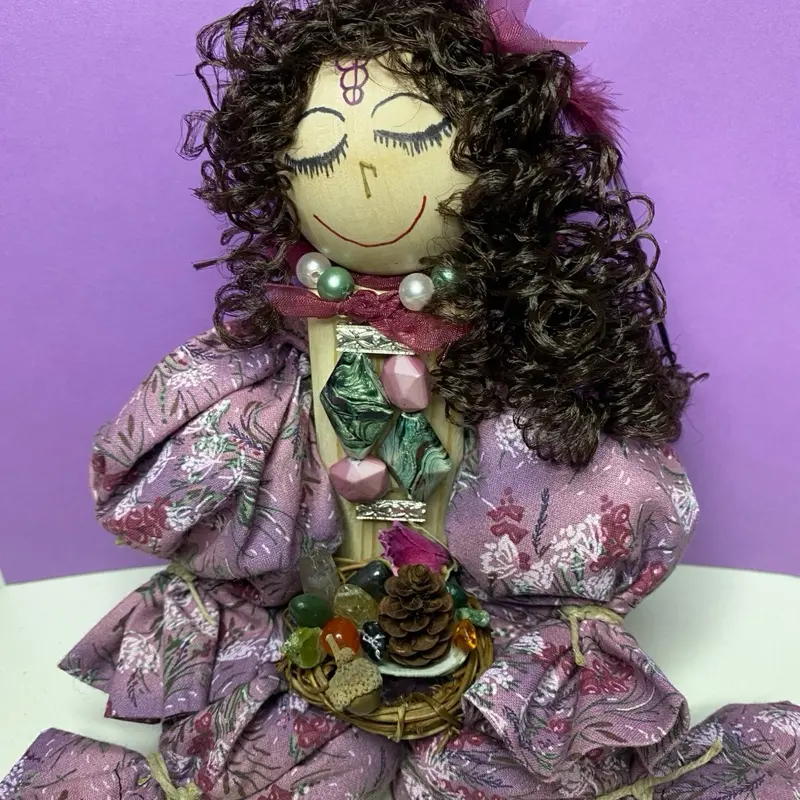 Aromatherapy Healing Herb Doll with herbs, oils stones, feathers, and colors created because we all need some form of physical and mental healing.  Health in spirit and in mind.