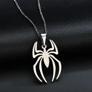 1pc Spider Design Pendant Stainless Steel Necklace For Men Gift Daily Decoration  Chains Modern