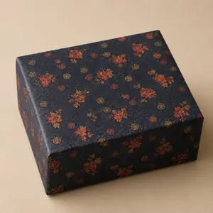 Wrapables 17" x 26" Longevity Satin Brocade Decorative Gift Wrapping Paper (2 Sheets), Black/Red