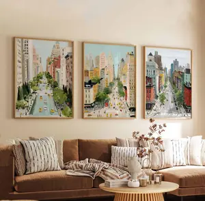 Set of 3 New York City Posters, USA Travel Prints, NYC Skyline Wall Art Sets, Manhattan Poster Prints, New York Décor