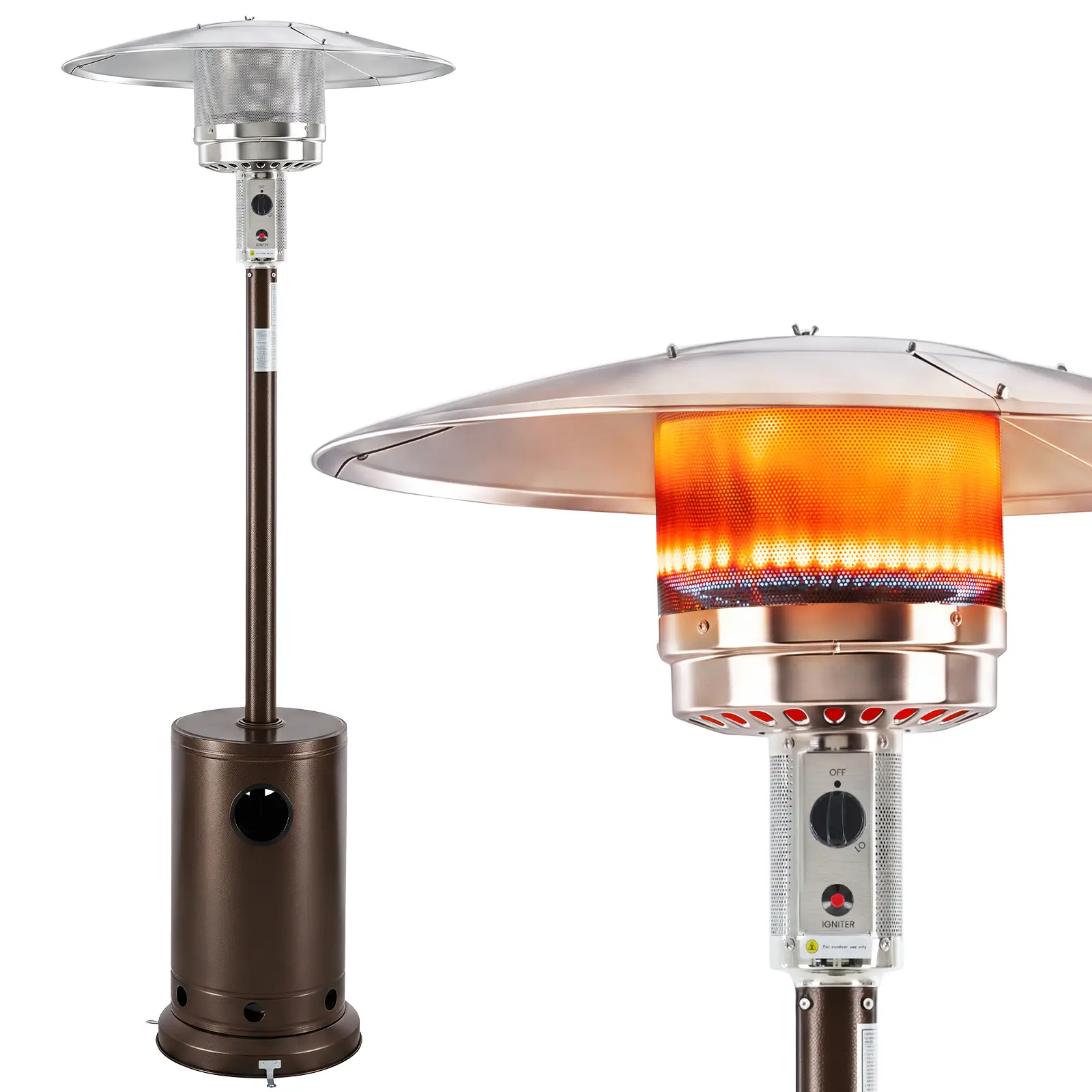 48,000 BTU Propane Patio Tower Heater - Outdoor Warmth Source with Auto Shut Off, Stainless Steel Burner, 87" H for Deck, Porch, Commercial Use