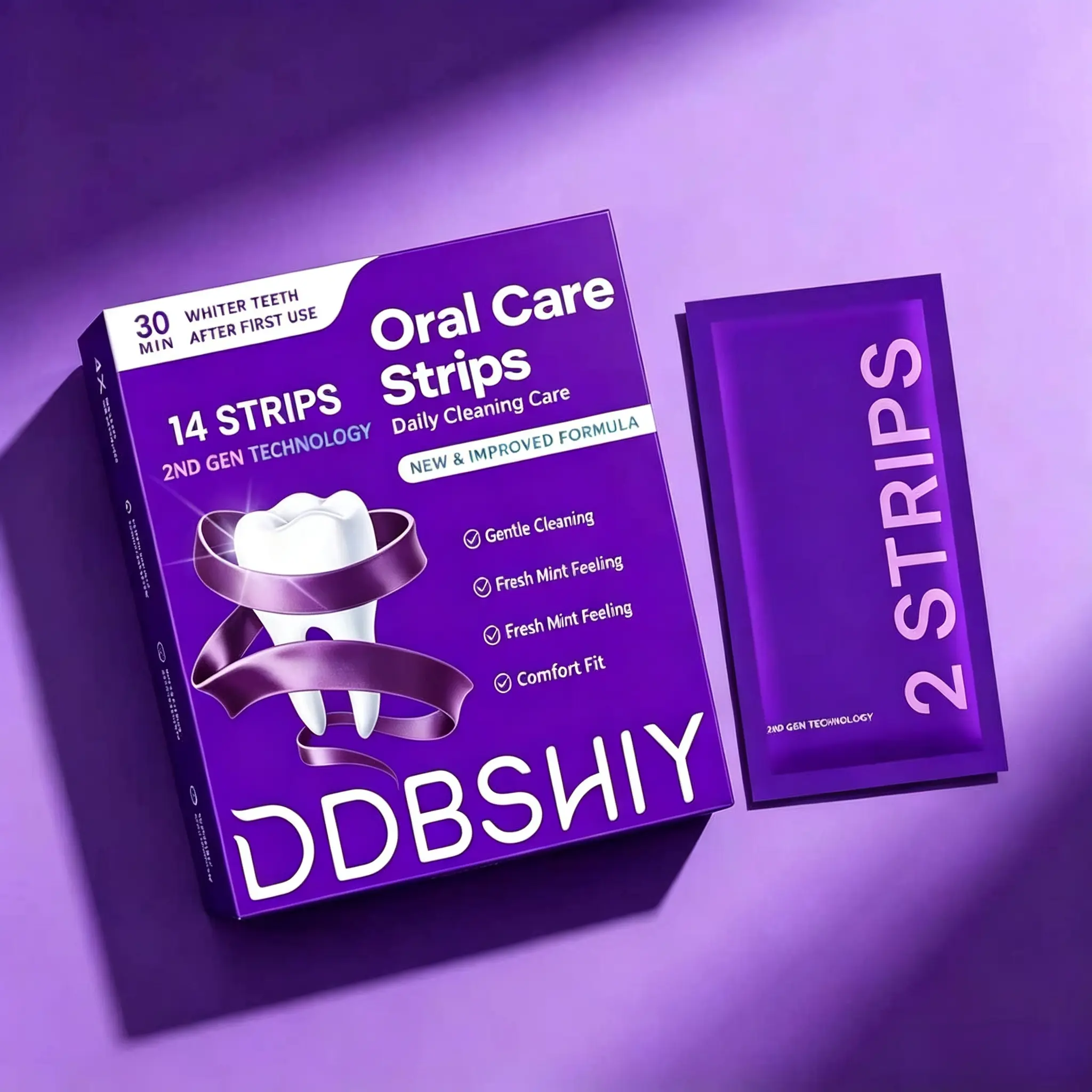 Daily Oral Care Strips by DDBSHIY, Portable Individually Wrapped Oral Care Accessory for Travel & Daily Use, Easy Fit Comfort Oral Strips, 14 Pairs 28 Strips Total
