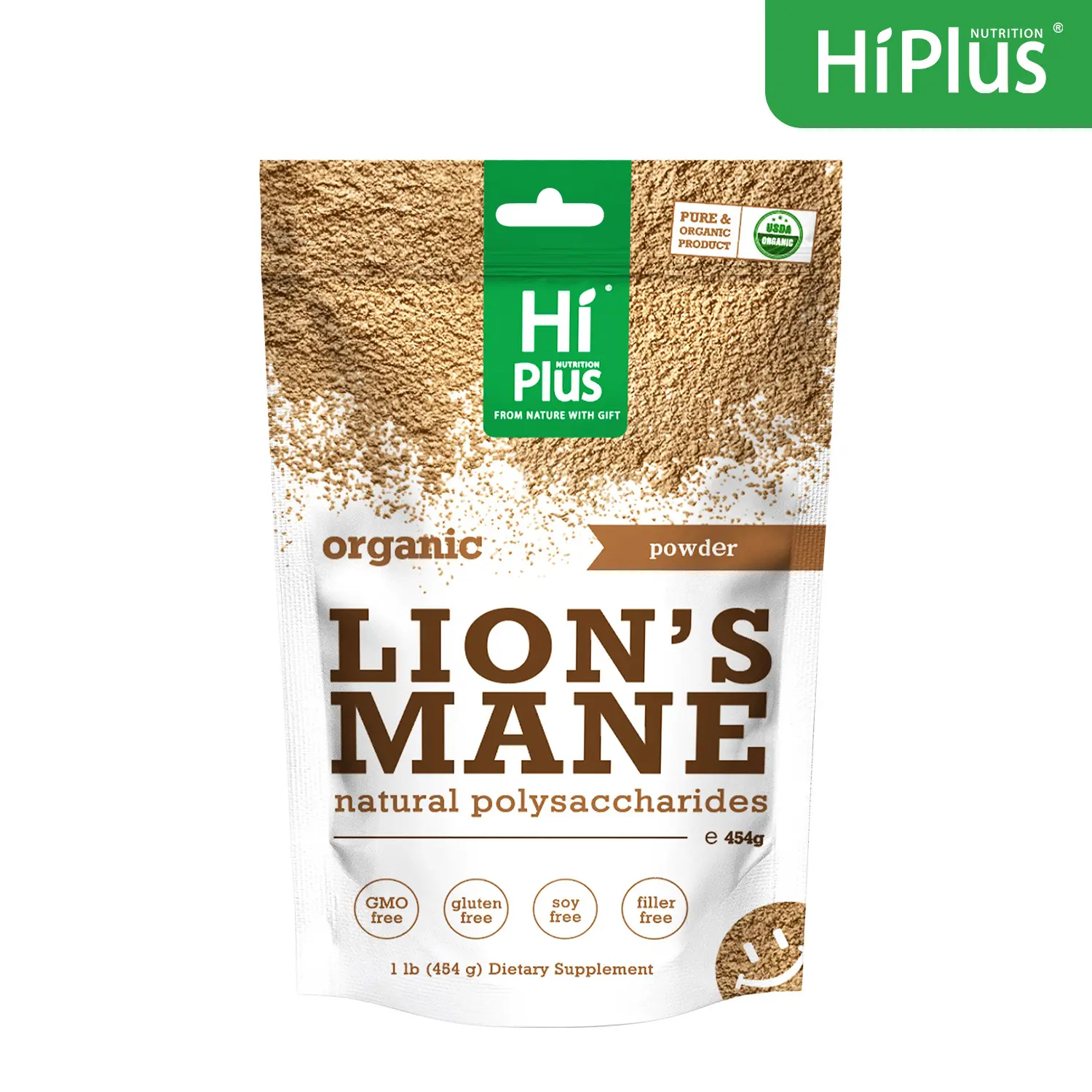 HiPlus Lion‘s Mane Powder, made with 100% organic and natural ingredients | Naturally Boost Focus & Memory for a Productive Life