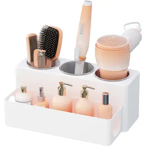 Hair Tool Organizer, Hair Blow Dryer Holder Countertop, Removable Acrylic Hair Brush Storage Stand for Curling Iron/Hair Styling Tools/Makeup Accessories in Bathroom, Vanity, Kitchen