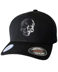 Black Flexfit Never Fade Two-Tone Skull Fitted Cap