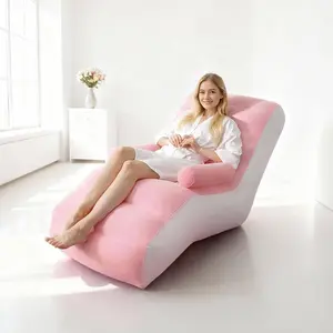 Large Inflatable Lazy Boy Sofa Chair, Beanbag Lazy Sofa, Bean Bag Couch, Soft flocking fiber Seat Cushion, Foldable Portable Indoor Outdoor Sofa, Easy to Clean