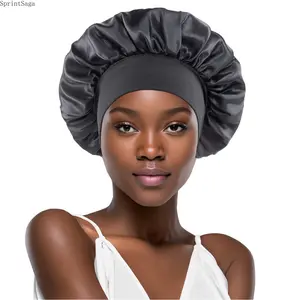 2pc  Women's Classic Solid Color Satin Shower Cap, Wide‑Brim Elastic Hair Bonnet, Fashion Waterproof Night Cap, Soft Smooth Hair Care Head Cover, Ideal for Showering, Sleeping, Chemotherapy Use, Daily Hair Protection and Salon Home Beauty Care