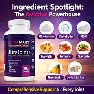 Ultra Mary Advanced Joint Formula, 90 Caps-1500mg Per Serving(ARTICULACIONES) - Glucosamine, Chondroitin, MSM,Indian Frankincense,Turmeric & Bromelain Complex - Support for Cartilage, Mobility & Flexibility - Authentic Gold Quality