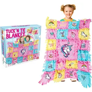 Unicorn Tuck N' Tying Fleece Blanket Kits, Blanket Making Kit for Kids, Knot a Quilt Kit, DIY No-Sew Crafts Toys for Girls 6+ - Ideal Arts & Crafts Birthday Gift for Cozy Creative Family Fun