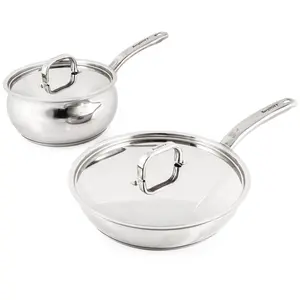 BergHOFF Belly Shape 4Pc 18/10 SS Skillet & Saucepan Set