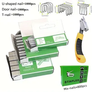 800/1000pcs/U T I Door Nails For Manual Staple Gun and Stapler Tool/Nailer for Wooden Furniture, Household, Box Heavy Duty Furniture Hardware