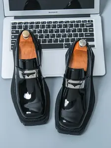 Men's Classic Fashion Square Toe Loafers, Pu Leather Loafers, Casual Comfortable Slip-on Shoes for Daily Wear, Business Style Shoes for Men