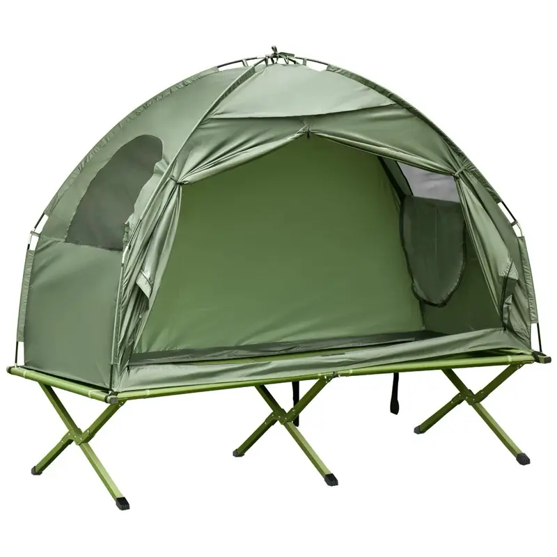 2-in-1 Elevated Camping Cot Tent, Portable Folding Outdoor Sleeping Bed with Rain Cover and Carry Bag