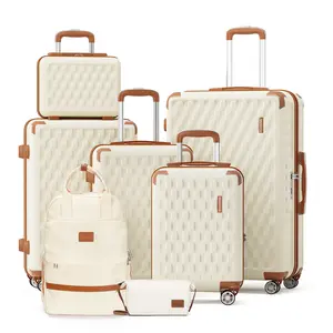 【Fast Delivered】7-Piece Luggage Set Lightweight, Family Travel Large Capacity Suitcase Set, TSA Lock, Durable Spinner Wheels