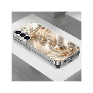 Premium Velvet Golden Heart Electroplated Silver Phone Case, Suitable For Samsung Galaxy S25/S24/S23/S22/S21/Note 20/A04/A05/A10/A12/A13/A14/A15/A20/A21s/A22/A23/A24/A25/A31/A32/A33/A35/A34/A50/A51/A52/A53/A54/A55/A70/A71/A72