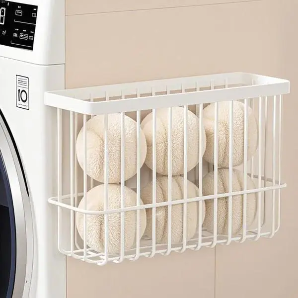 Laundry Room Magnetic Organizer for Dryer Balls, Socks & Clothes Care Accessories - Strong Hold Wall-Mounted Storage Bin, No Glue Needed Lint Container & Space-Saving Iron Holder