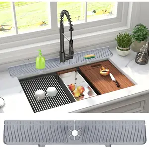 30 inch Sink Splash Guard Mat, Faucet Handle Drip Catcher Tray, Longer  Sink Mat for KitchenBathroom, Drip Protector Splash Countertop (gray)