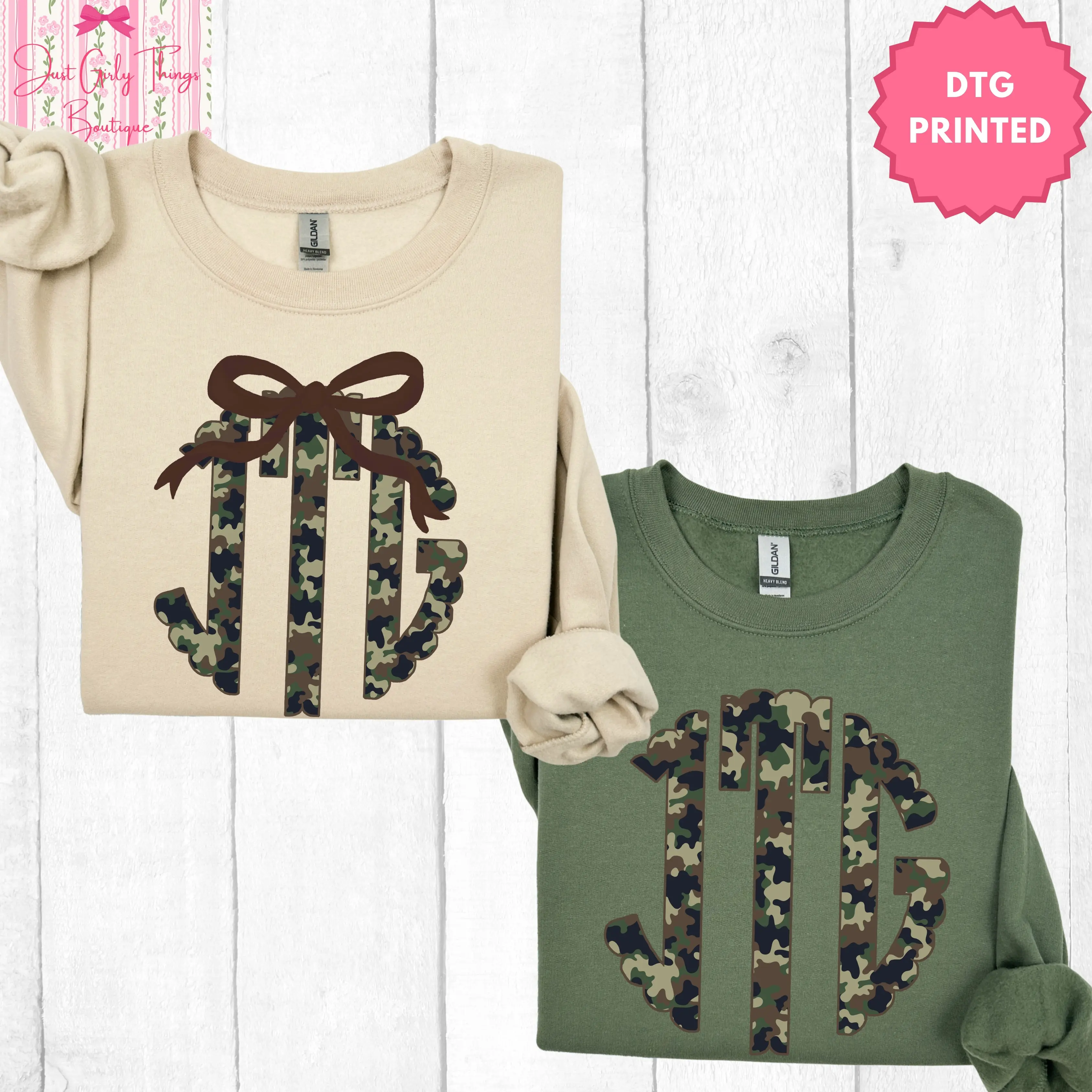 Custom Camo Monogram Sweatshirt ~ (Leave First Name Initial, Last Name Initial, Middle Name Initial in Notes at Checkout), Custom Name Sweatshirt, Personalized Name Sweatshirt, Custom Monogram Sweatshirt, Camo Monogrammed Sweatshirt