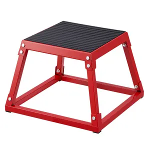 VEVOR Plyometric Jump Box, 12 Inch Plyo Box, Steel Plyometric Platform and Jumping Agility Box, Anti-Slip Fitness Exercise Step Up Box for Home Gym Training, Conditioning Strength Training, Red