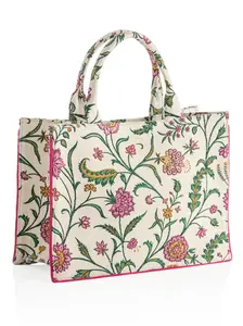 Shiraleah Fran Ivory Tote in Jacquard Pattern