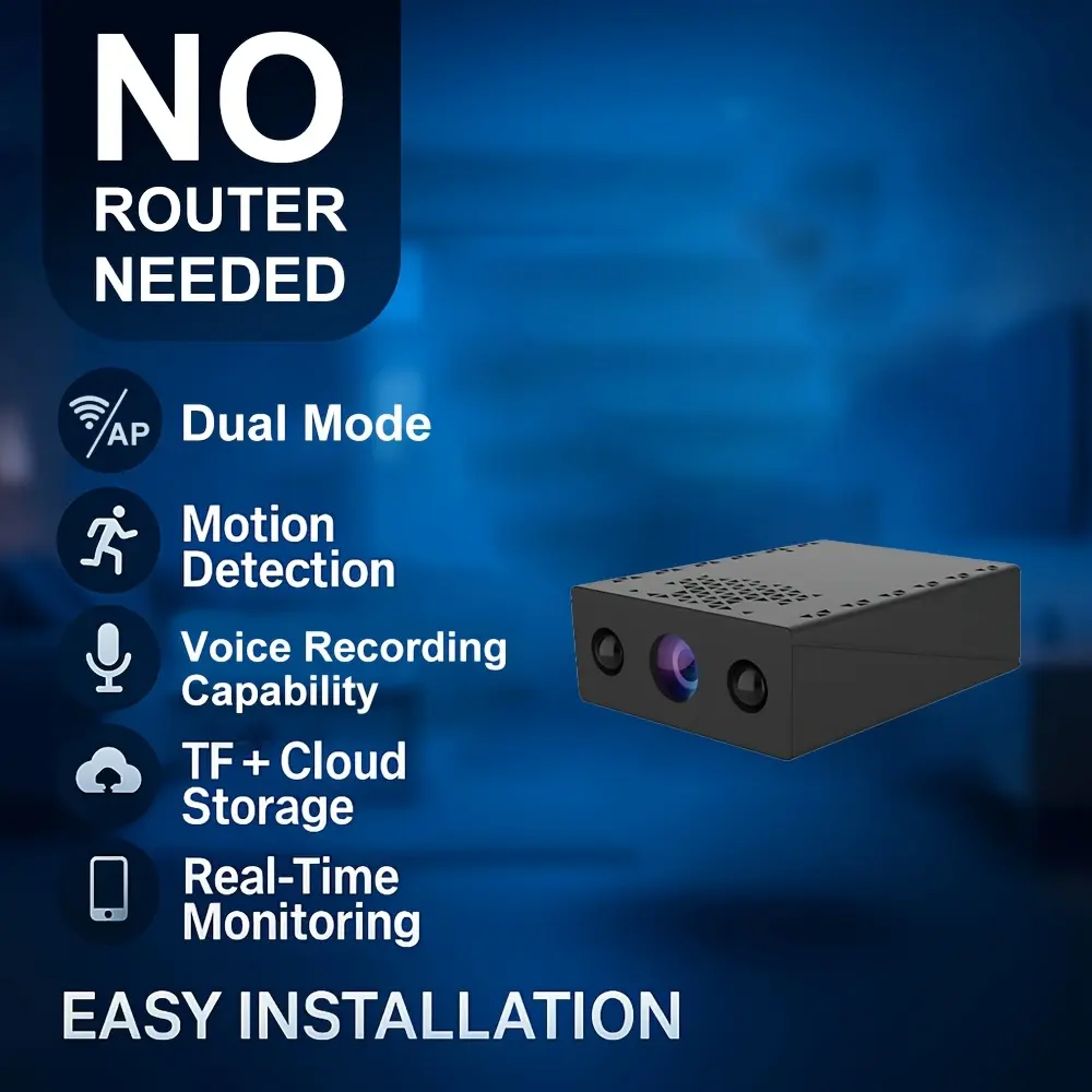 UHD (Ultra High Definition) WirelessSecurity Camera Featuring 2.4G Wifi And Night Vision, Two 940nm Infrared Night Vision Supplementary Lights Ensure Clear Visibility Even In Total Darkness, Supports Motion Detection Alarm And Remote Monitoring Via APP