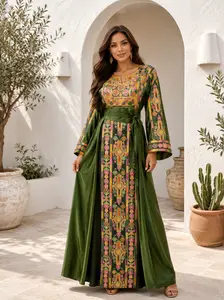 Royal  Embroidered Layered Thobe with Attached Overskirt
