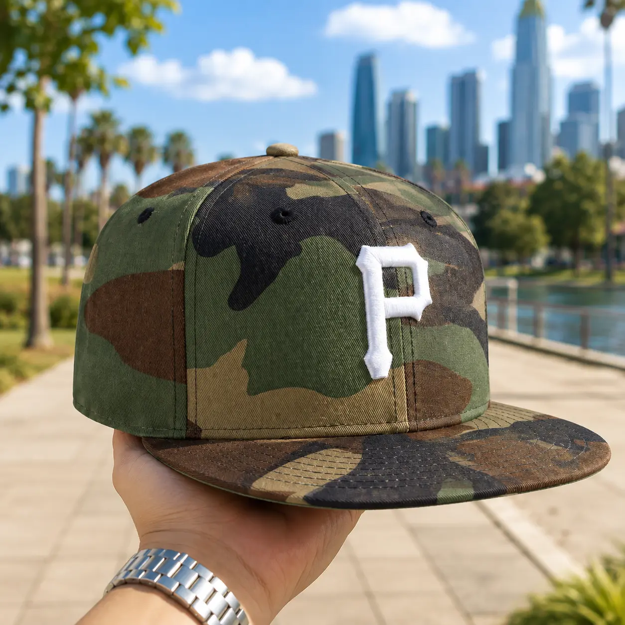 Men's Pittsburgh Pirates New Era Camo Basic 9FIFTY Snapback Hat | Military Camouflage Streetwear Hat for Men & Women Outdoor Fashion