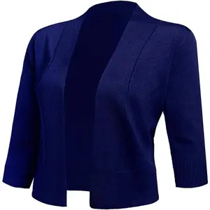 Women's 3/4 Sleeve Cropped Cardigans Sweaters Jackets Open Front Short Shrugs for Dresses