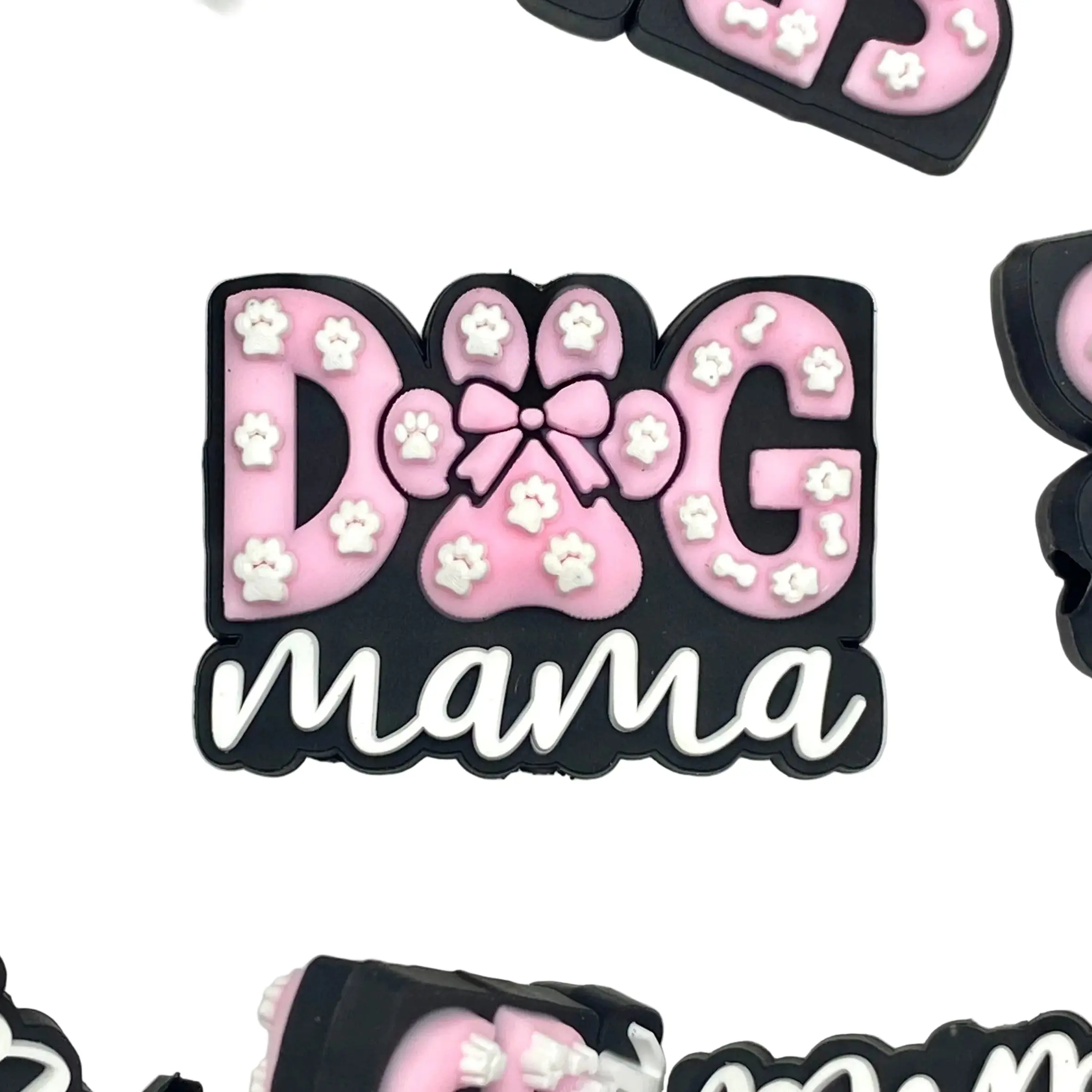 1pc Dog Mama 2.0 Silicone Focal Beads - Cute Pink Bowknot Dog Mom DIY Crafting & Beading Supplies Beaded Pens