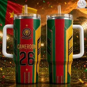 Personalized Soccer 2026 Cameroon 40OZ Tumbler, WC Custom Tumbler, 2026 Soccer World Tournament,International Game Day,Sport Lovers Tumbler