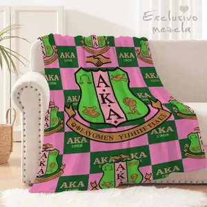 AKA Sorority Letter Print Soft Warm Lightweight Throw Blanket - Greek Life Themed Bedding Decor for Bedroom, Living Room, Letter Print Blanket
