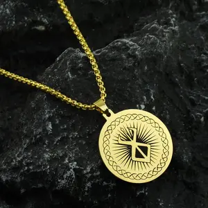 Berserker Rune Symbol Necklace Nordic Logo Stainless Steel Emblem Norse Amulet Talisman Sign Necklace Jewelry