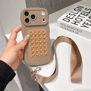 Wave Pattern Phone Case with Detachable Lanyard, Compatible with iPhone 17/17 Pro Max/17 Air/16/15/14/13/12/11 Series, Creative Protection Cover