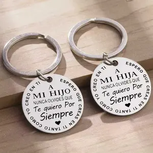 2Pcs Spanish HIJO HIJA Inspirational Son Daughter Stainless Steel Keychain Graduation Birthday Gift