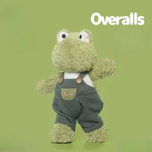 Frog Plush Toy Pillow, Cute Overalls Frog Stuffed Doll for Pet Play, Sofa Bedroom Home Decoration and Holiday Gifts