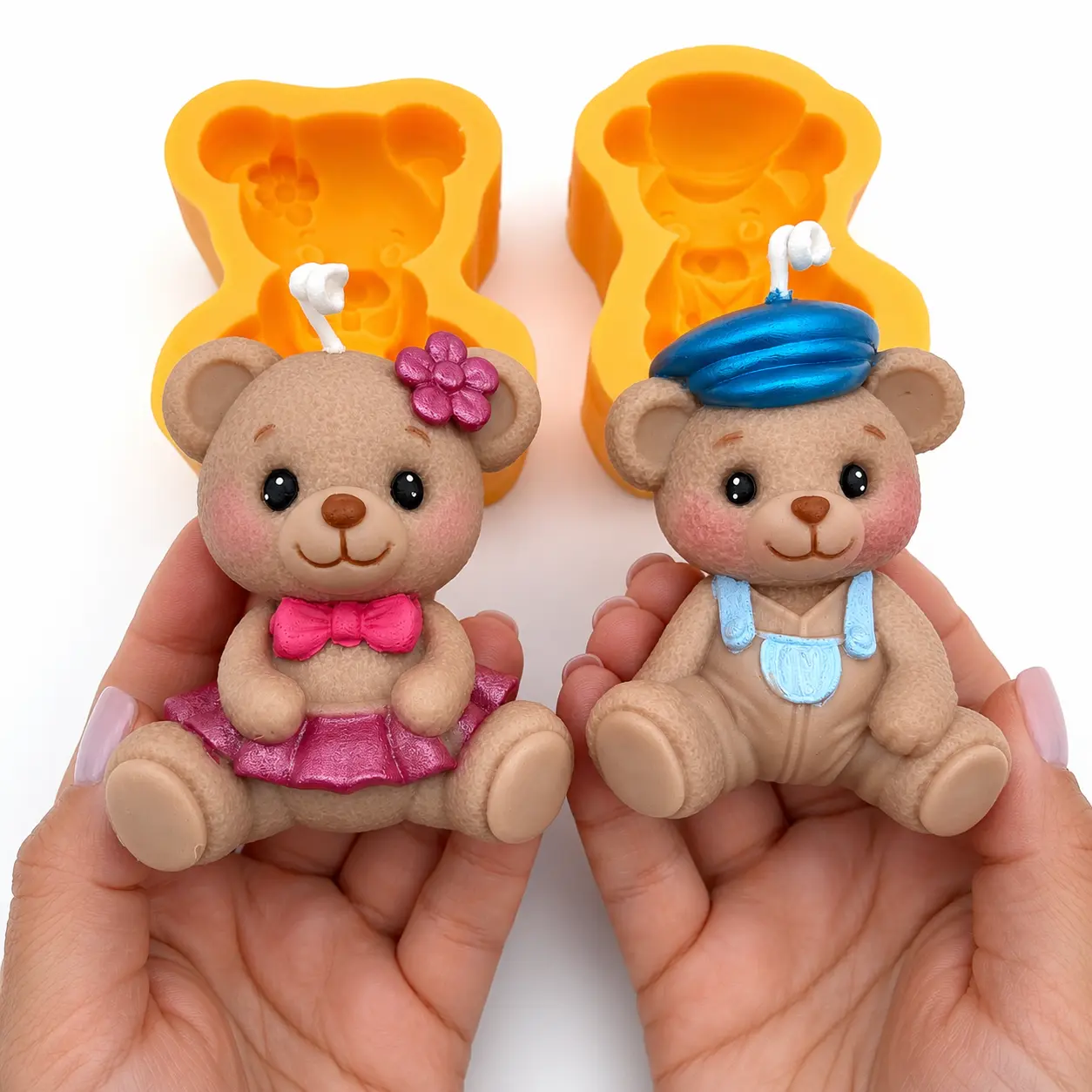 Teddy Bear 2 pieces  Silicone Mold Set for Candles, Soap, Wax Melts, Resin & Chocolate | Baby Bear Mold for DIY Crafts